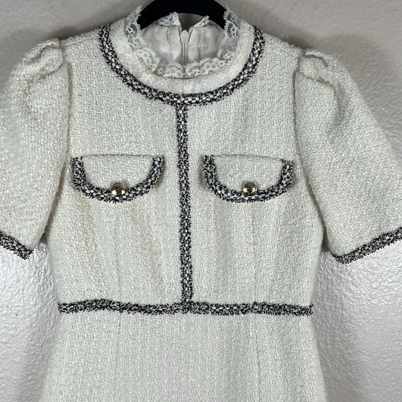 Sandro Paris Arielle Off-White Tweed Mini Dress - Picture 5 of 13